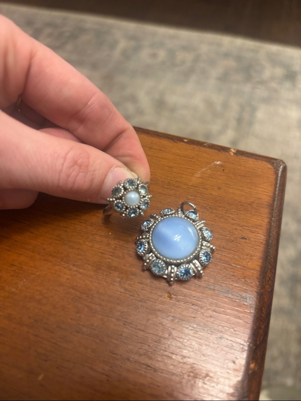 Vintage 1973 AVON moon magic pendant and matching adjustable ring